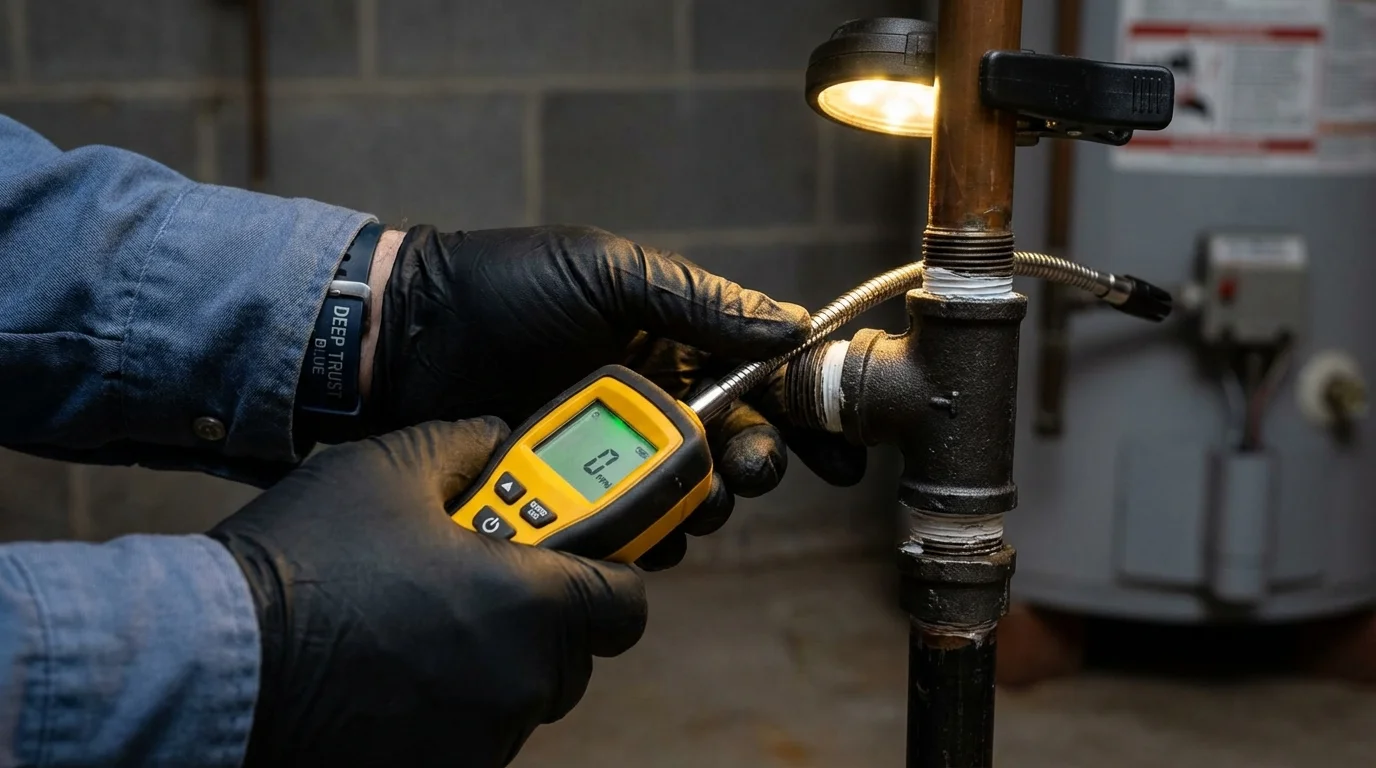 Gas leak detection with electronic sniffer by Johns Plumbing LLC in Joshua