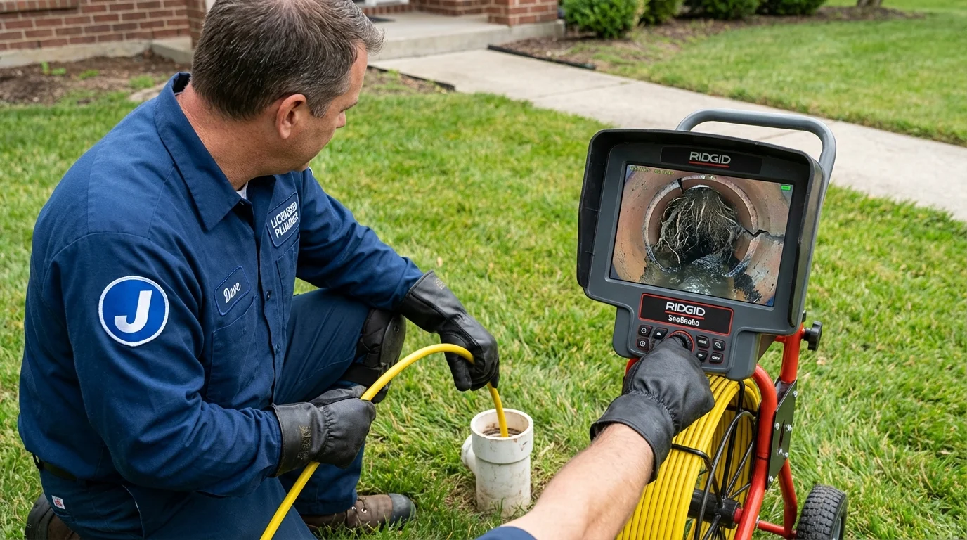 Sewer camera inspection being performed by Johns Plumbing LLC in Joshua