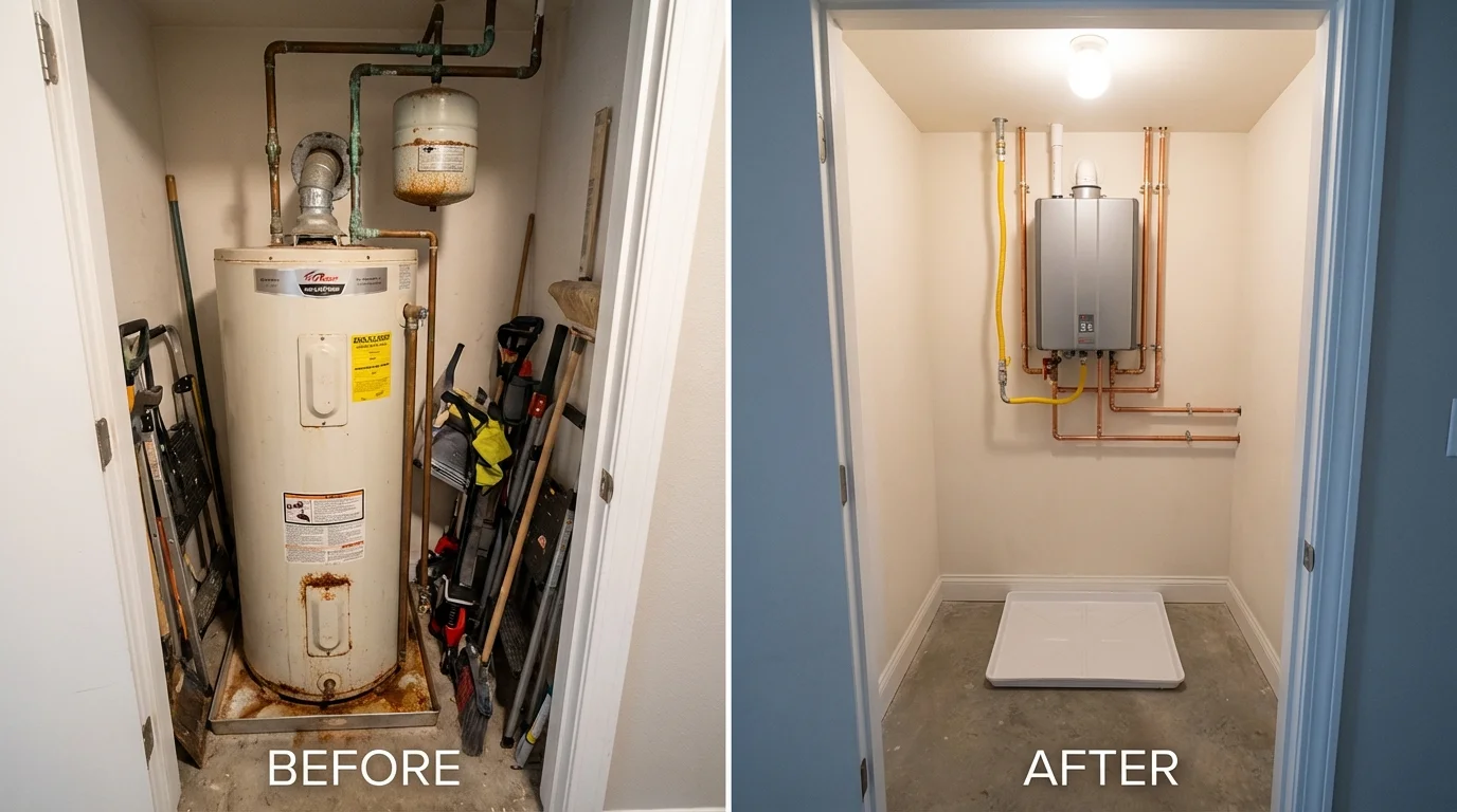 Tank water heater versus wall-mounted tankless unit comparison for Joshua, TX homeowners