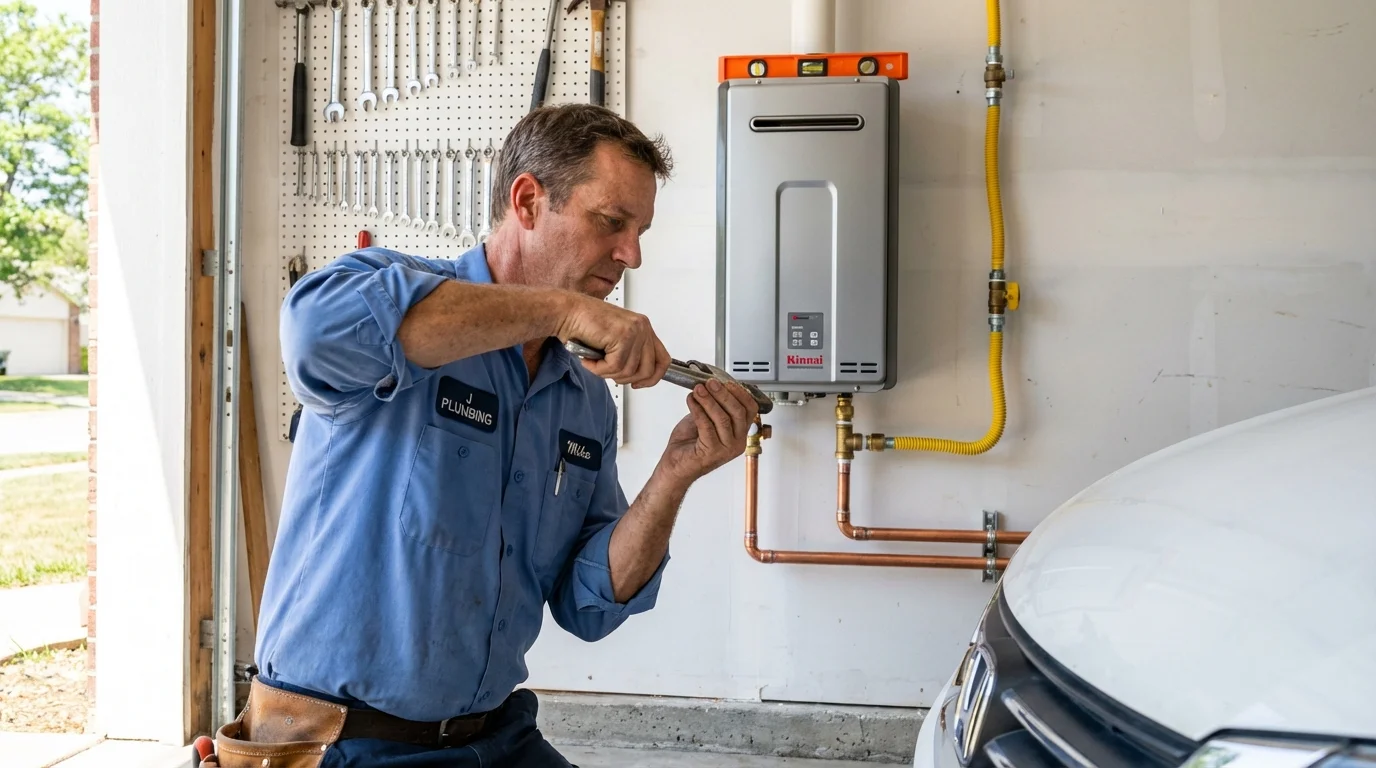 Tankless water heater installation by a Johns Plumbing LLC plumber in Joshua